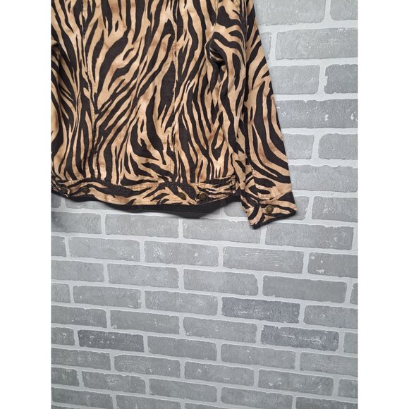 Carole Little  Vintage Y2K Women's Zebra Print‎ Linen Button Jacket 1X - Picture 6 of 9